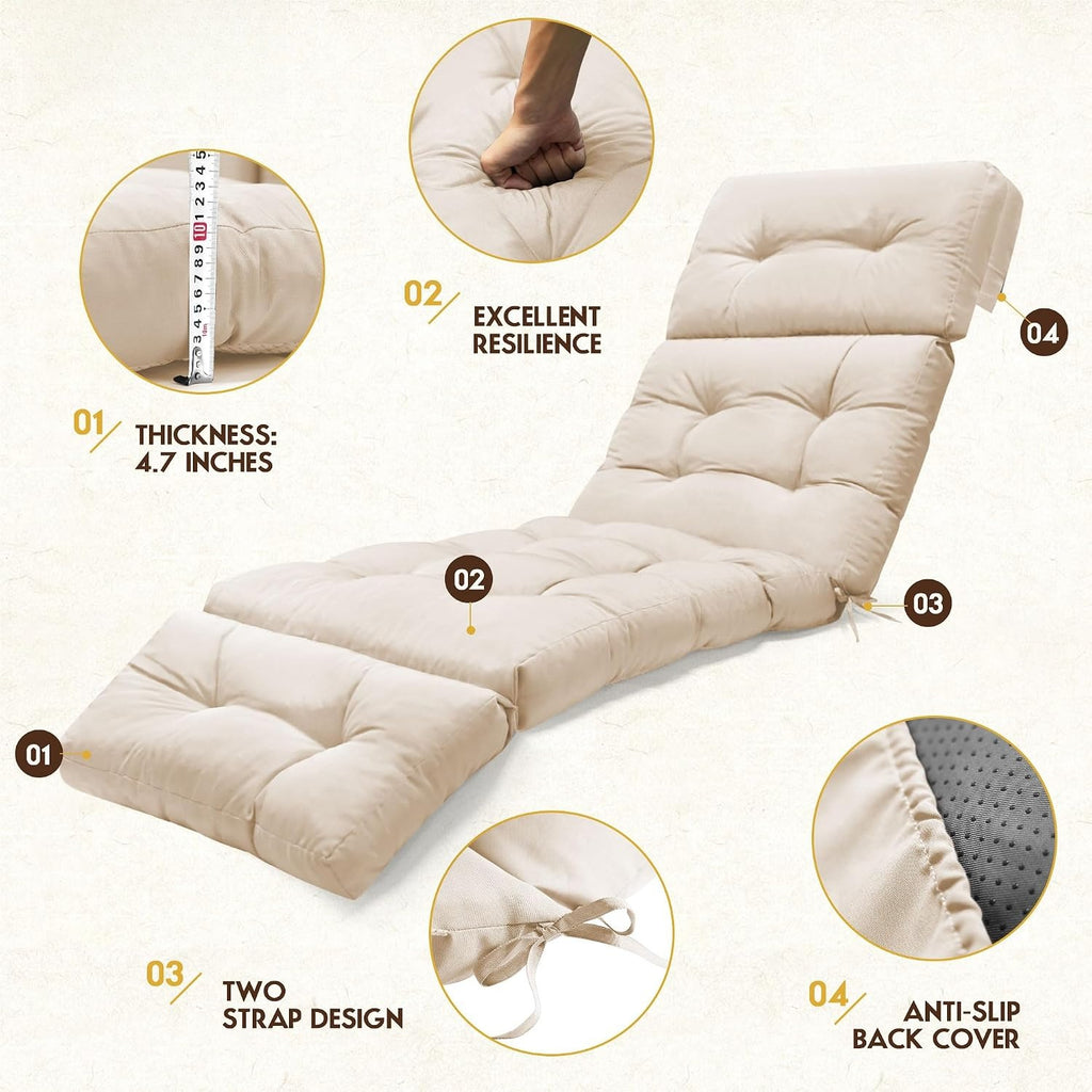 Waterproof Outdoor Chaise Lounge Cushions