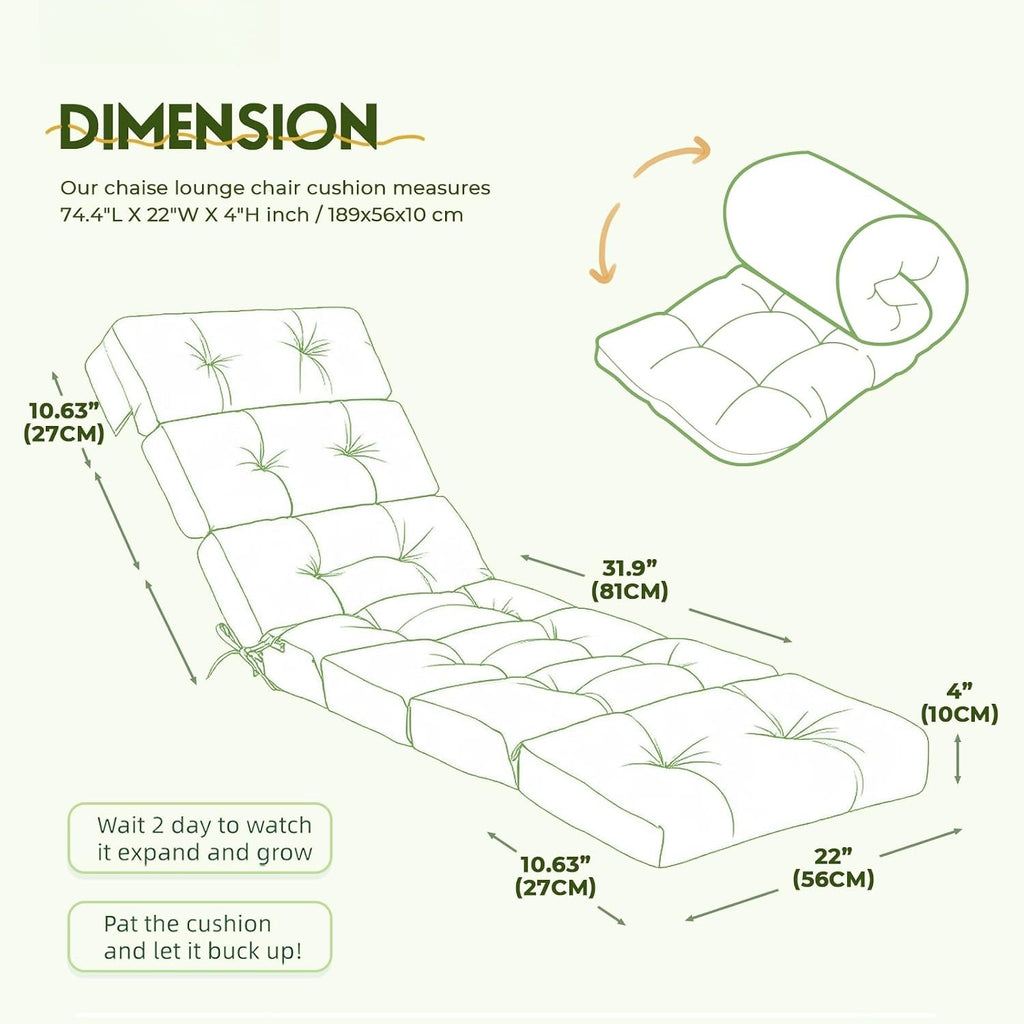 Waterproof Memory Foam Chaise Cushions