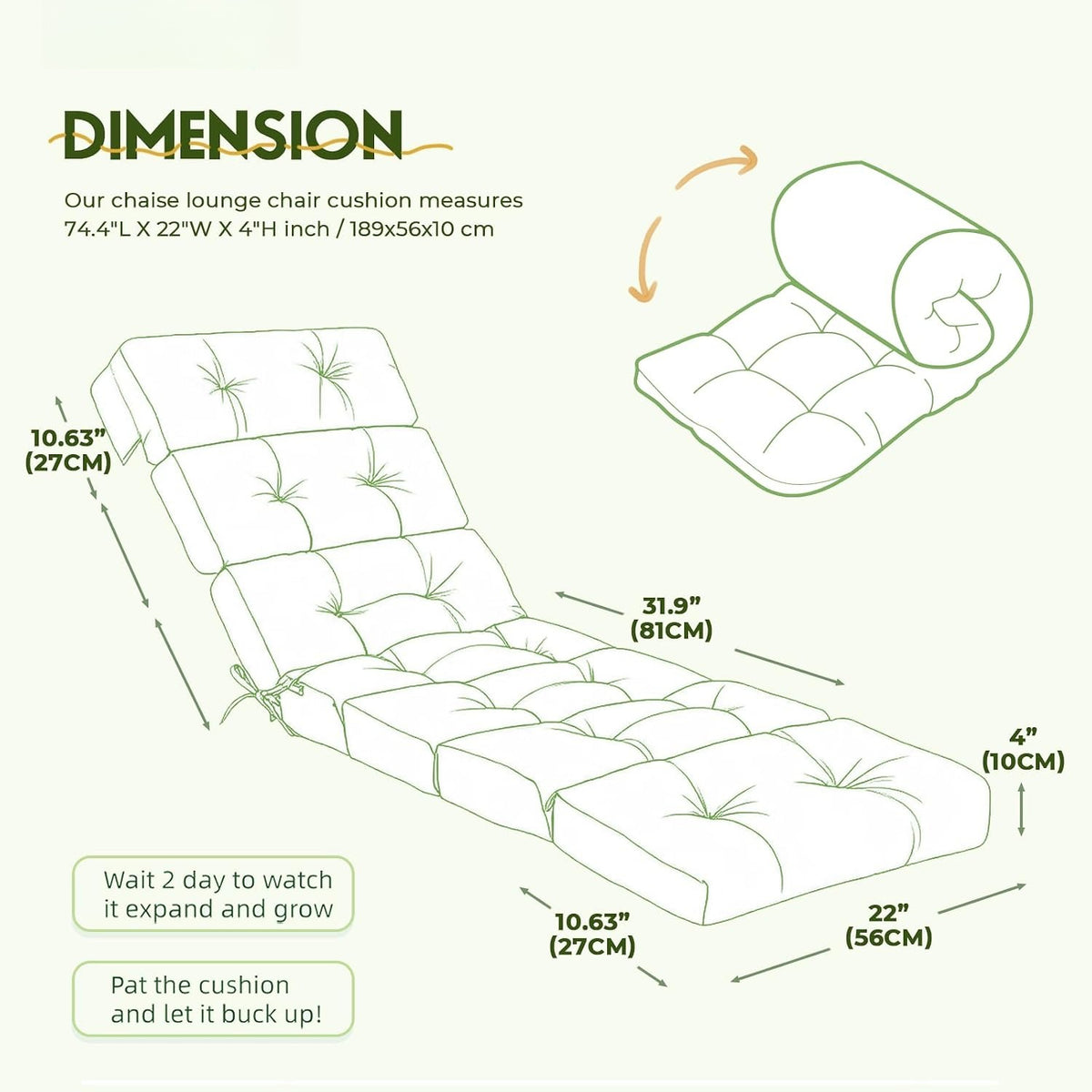 Waterproof Memory Foam Chaise Cushions