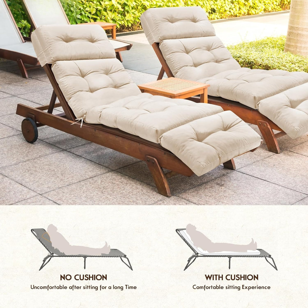 Waterproof Outdoor Chaise Lounge Cushions