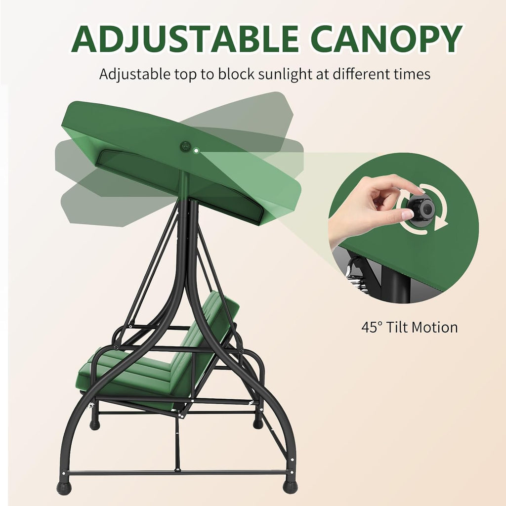 3‑Seat Canopy Patio Swing Glider Chair