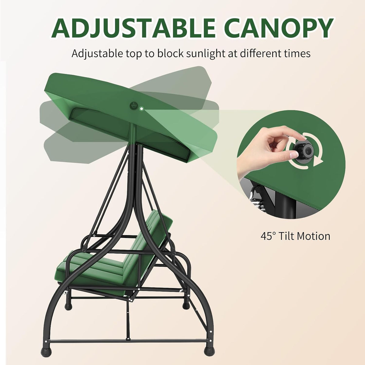 3‑Seat Canopy Patio Swing Glider Chair