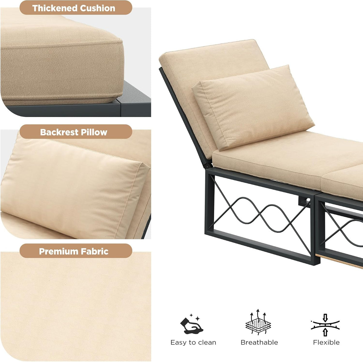 Cushioned Outdoor Patio Lounge Chair