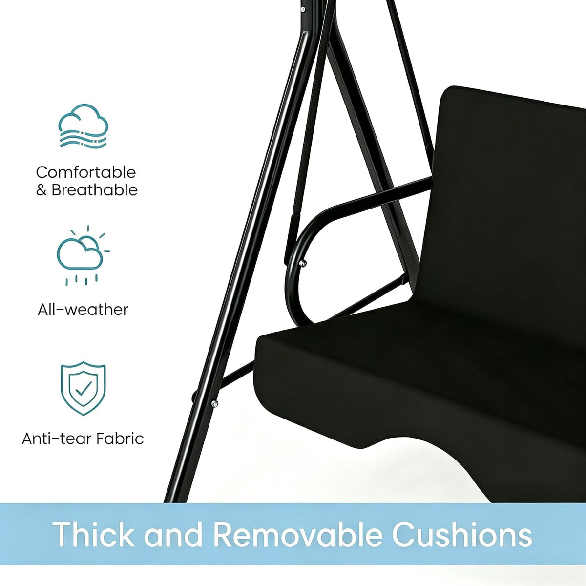 3‑Seat Adjustable Canopy Patio Swing Chair