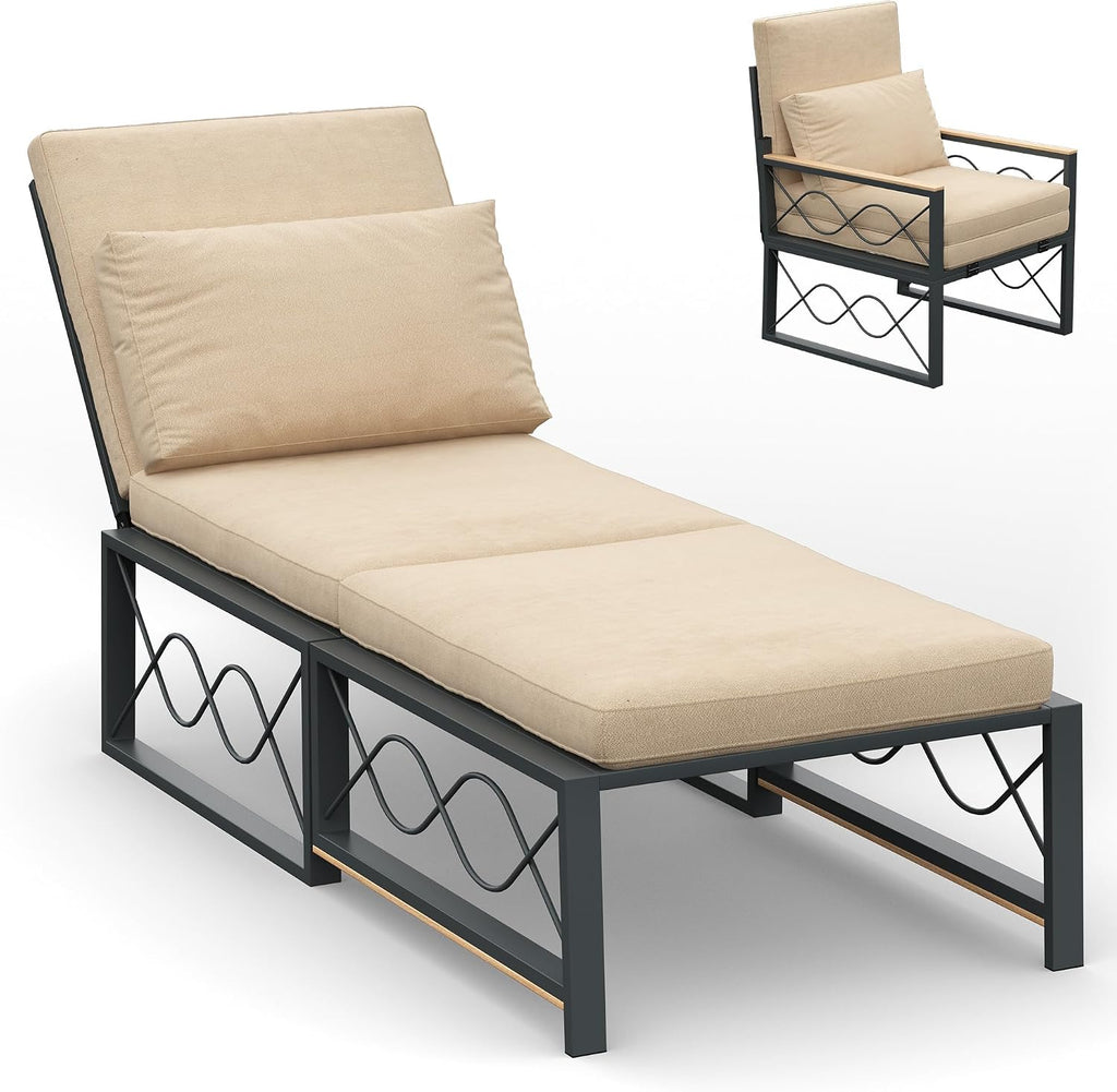 Cushioned Outdoor Patio Lounge Chair