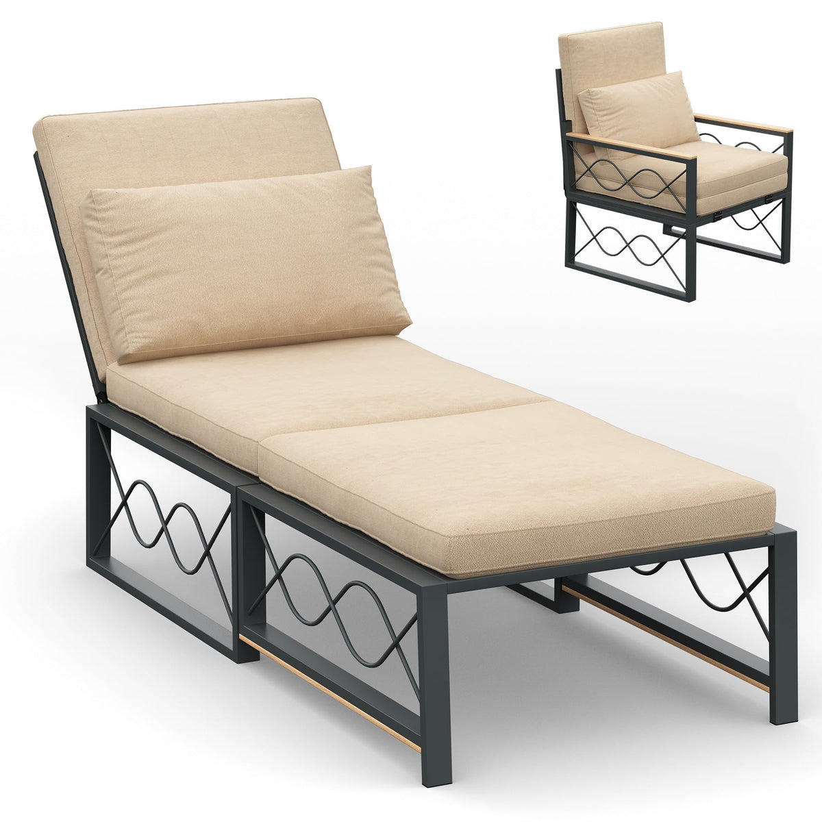 Cushioned Outdoor Patio Lounge Chair