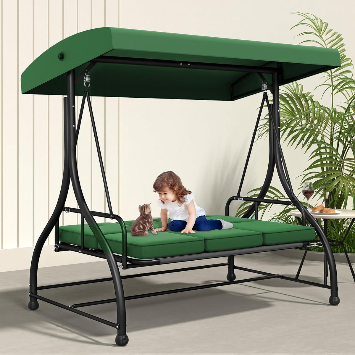 3‑Seat Canopy Patio Swing Glider Chair