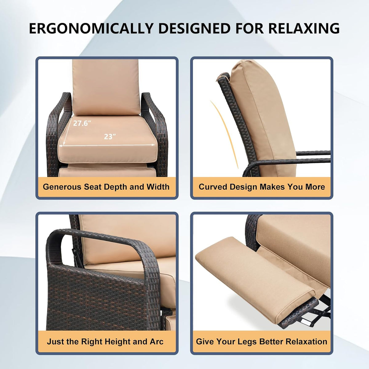 Adjustable Wicker Patio Recliner Chair