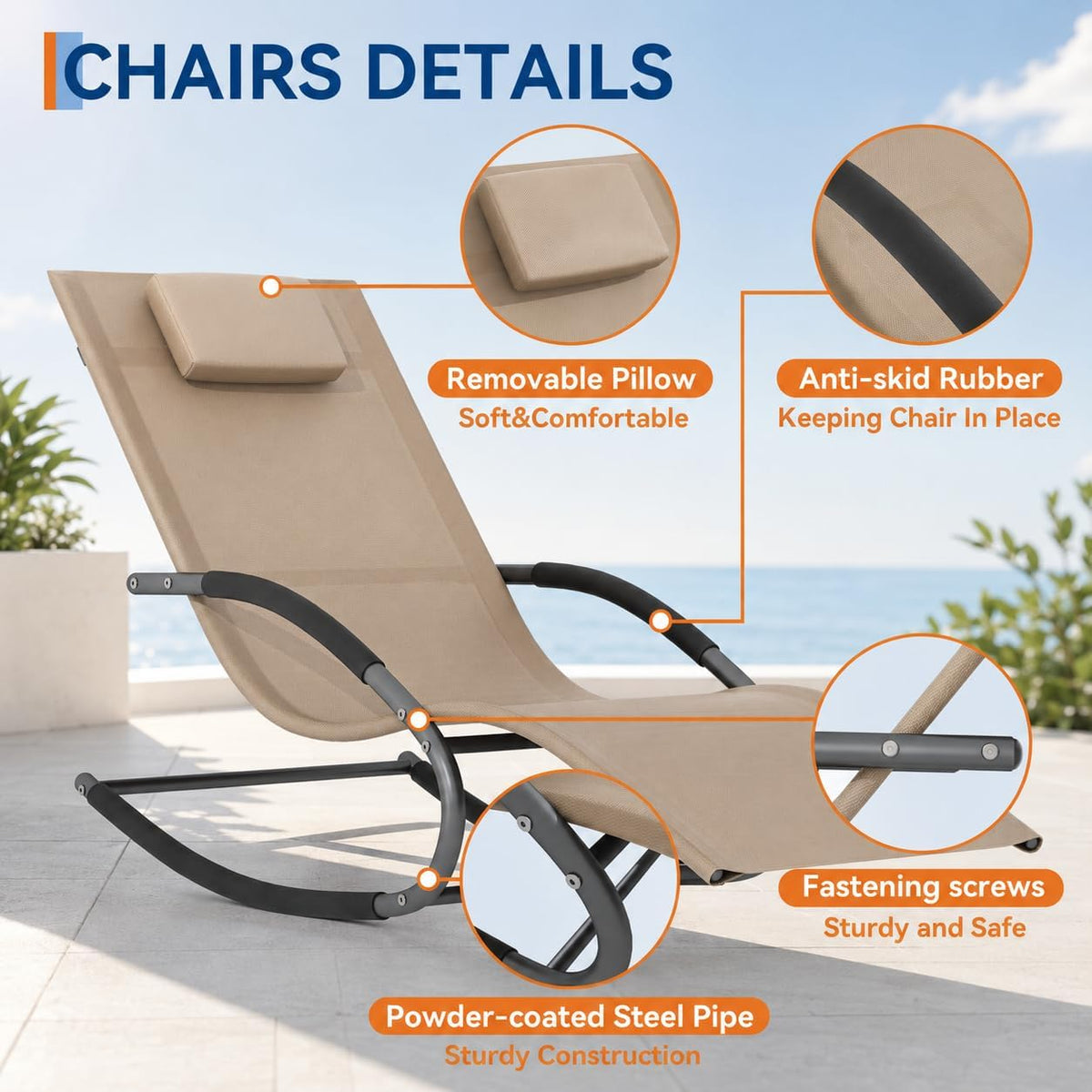 Rocking Outdoor Patio Recliner Lounge Chair