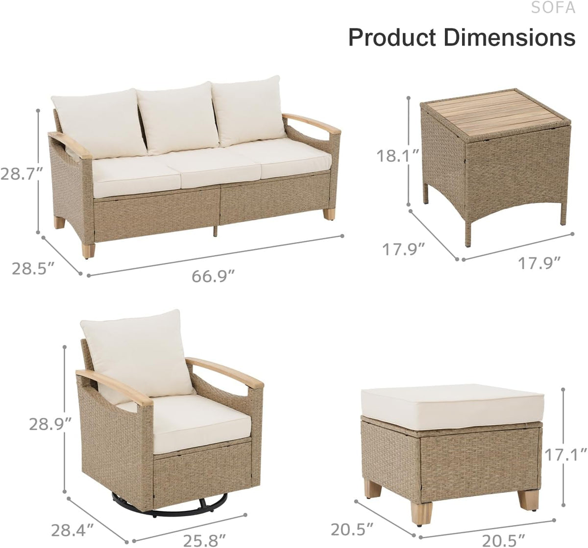 6‑Piece Wicker Swivel Patio Conversation Set