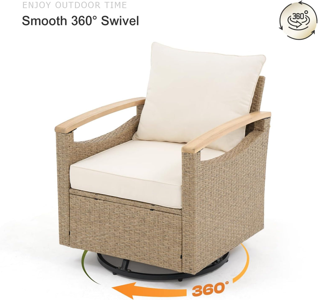6‑Piece Wicker Swivel Patio Conversation Set