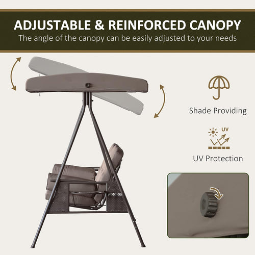 3‑Seat Adjustable Canopy Patio Swing Chair