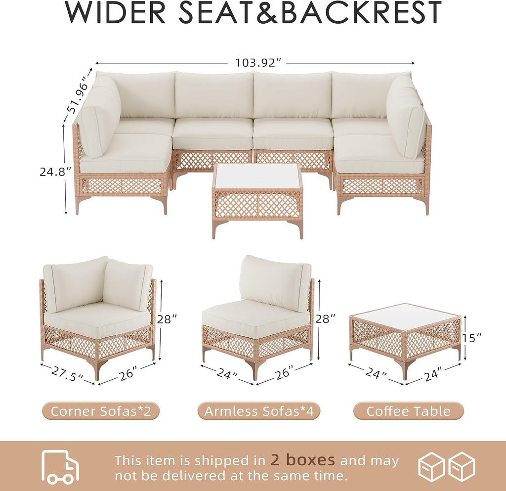 7‑Piece Wicker Patio Conversation Set