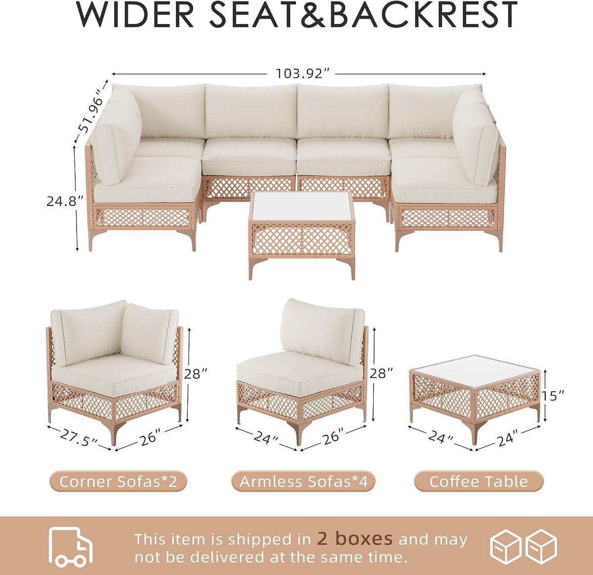 7‑Piece Wicker Patio Conversation Set