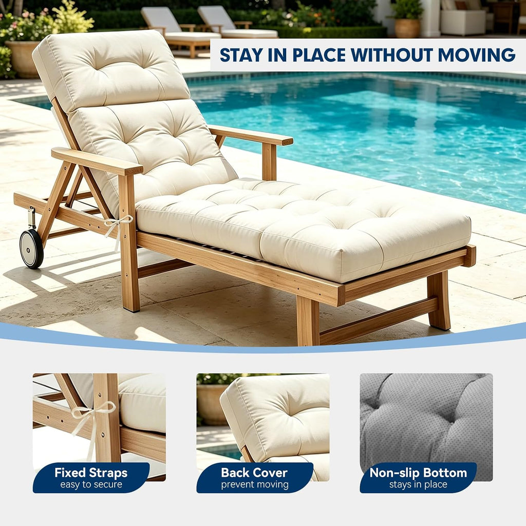 Non‑Slip Waterproof Outdoor Chaise Cushion