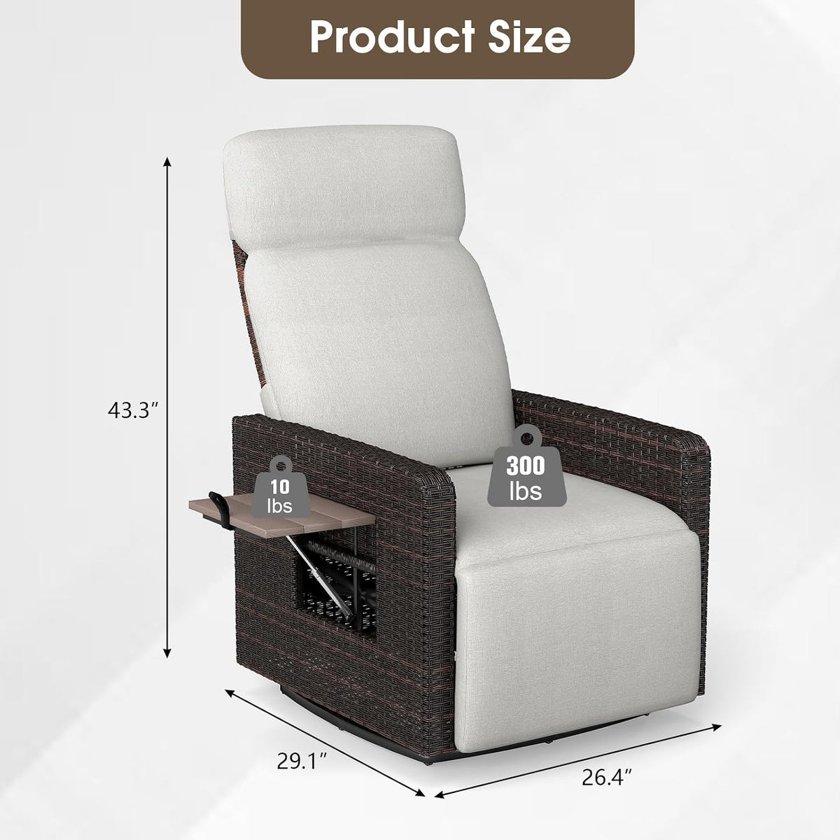 High‑Back Swivel Patio Recliner Chair