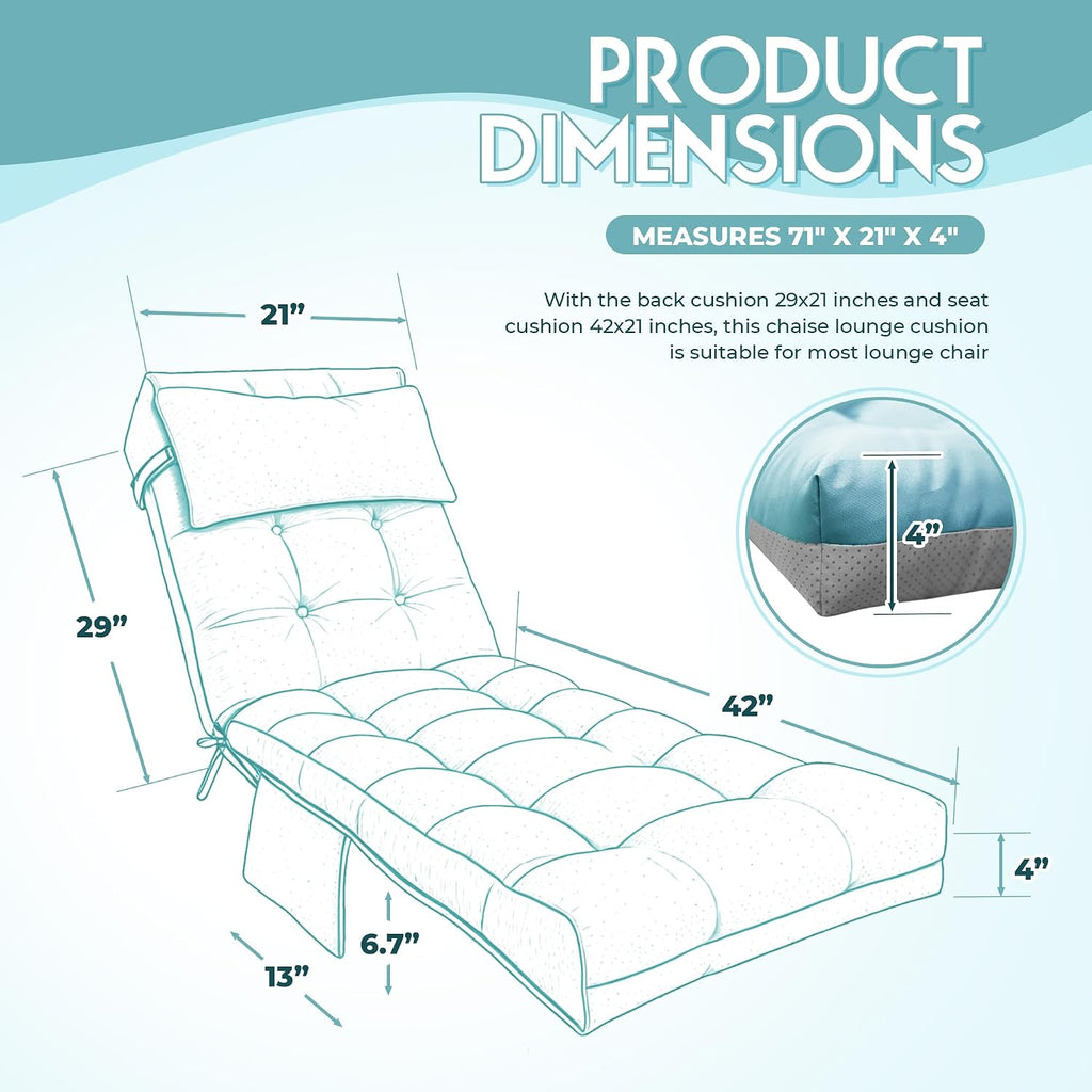 Waterproof Patio Chaise Replacement Cushion