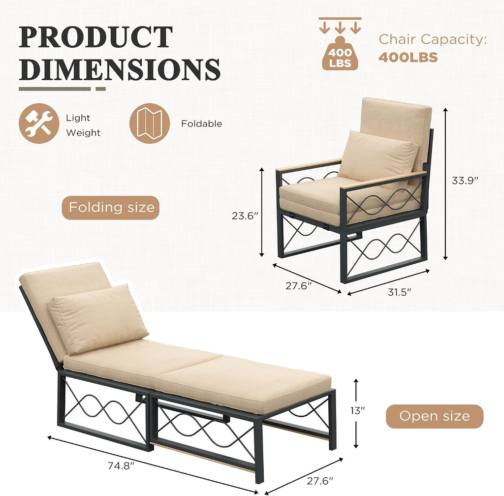 Cushioned Outdoor Patio Lounge Chair