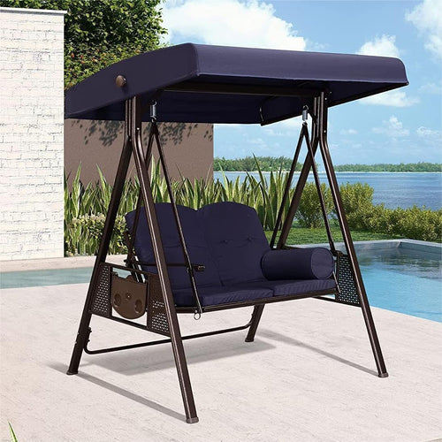 2‑Seat Canopy Aluminum Patio Swing Chair