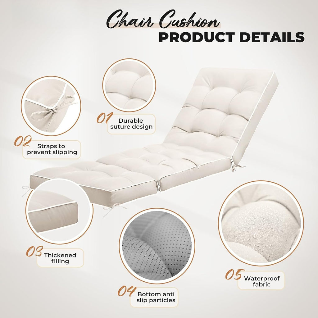 Waterproof Non‑Slip Chaise Lounge Cushion
