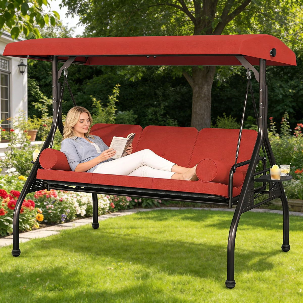 3‑in‑1 Adjustable Canopy Patio Swing Chair