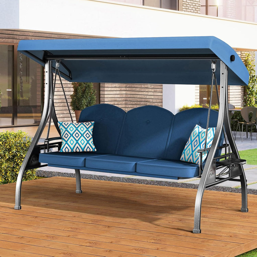 3‑Seat Convertible Canopy Patio Swing Bed