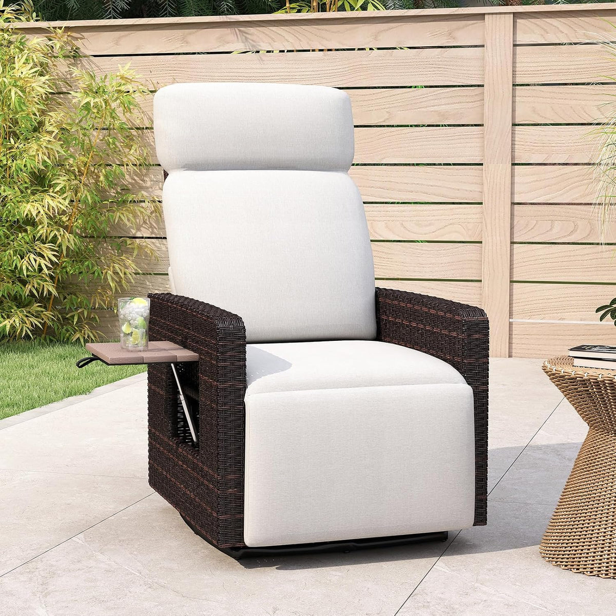 High‑Back Swivel Patio Recliner Chair