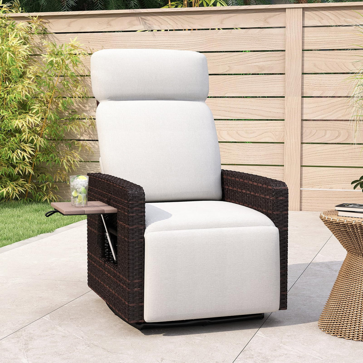 High‑Back Swivel Patio Recliner Chair