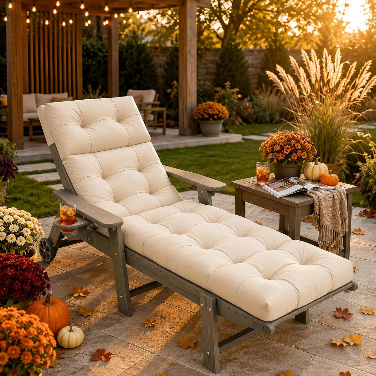 Waterproof Outdoor Chaise Lounge Cushion