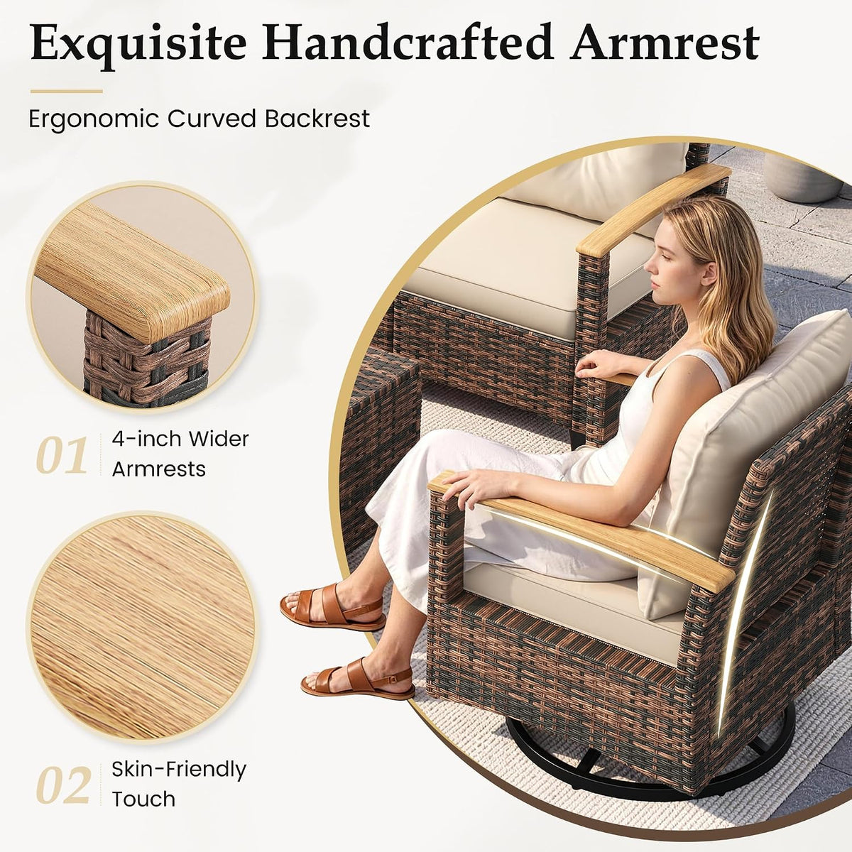 4‑Piece Wicker Swivel Patio Conversation Set