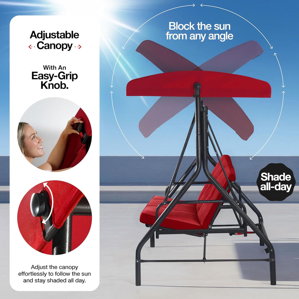 3‑Seat Convertible Patio Swing Glider Bed