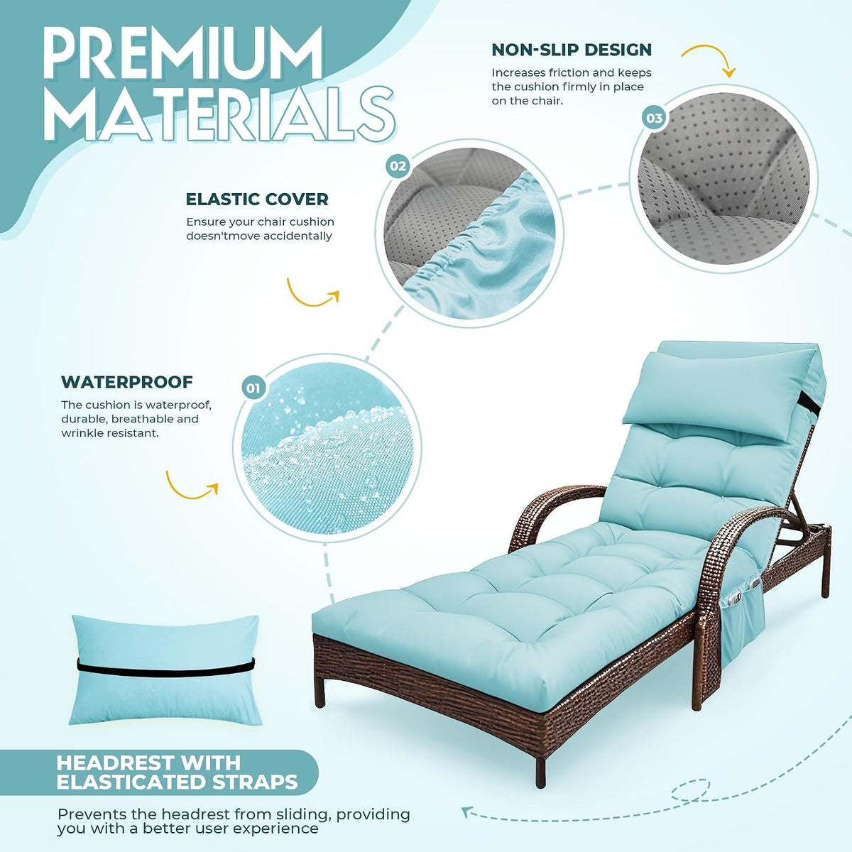 Waterproof Patio Chaise Replacement Cushion