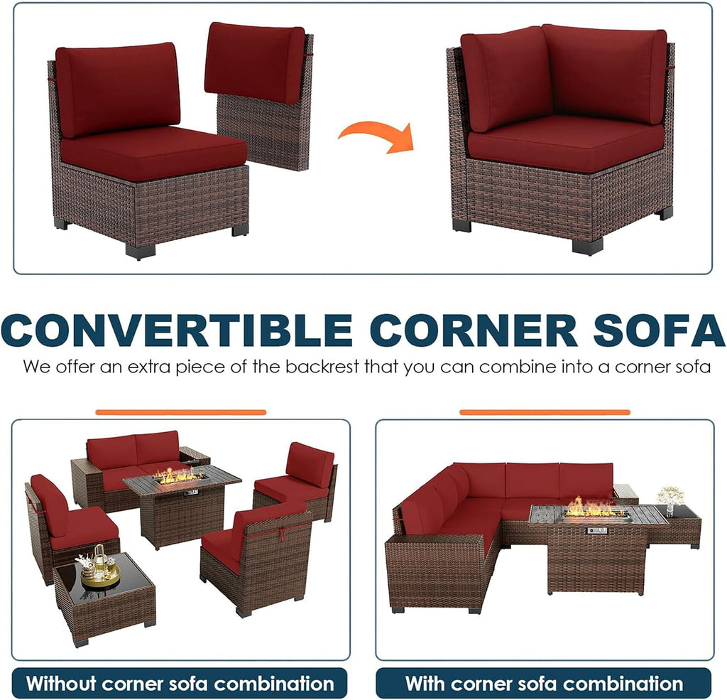 7‑Piece Wicker Patio Fire Pit Set