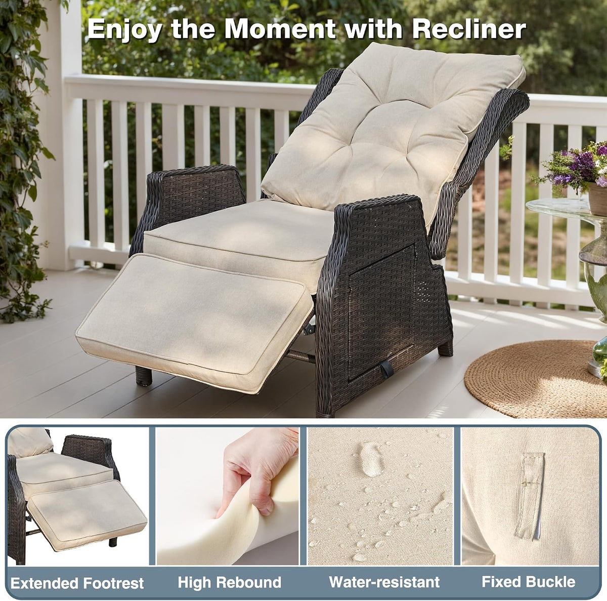 Adjustable Outdoor Patio Recliner Lounge Chair