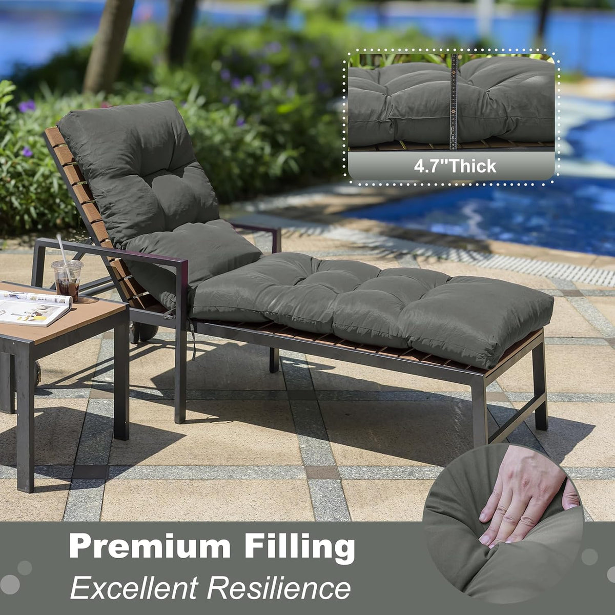 Waterproof Outdoor Chaise Lounge Cushions