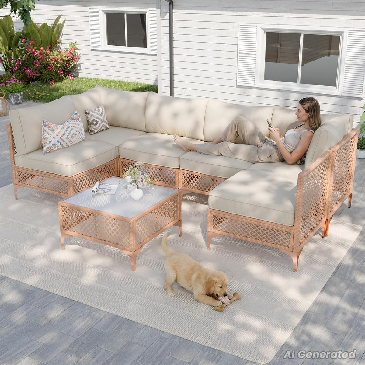 7‑Piece Wicker Patio Conversation Set