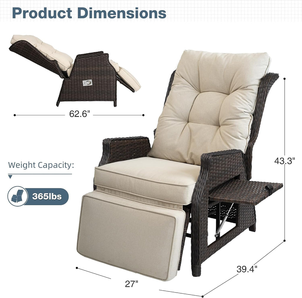 Adjustable Outdoor Patio Recliner Lounge Chair
