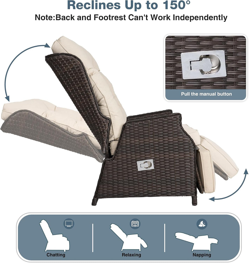 Adjustable Outdoor Patio Recliner Lounge Chair