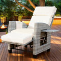 Adjustable Wicker Patio Recliner Lounge Chair