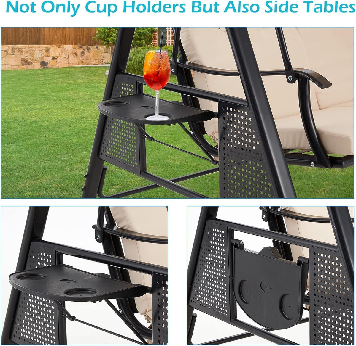 3‑Seat Adjustable Canopy Porch Swing