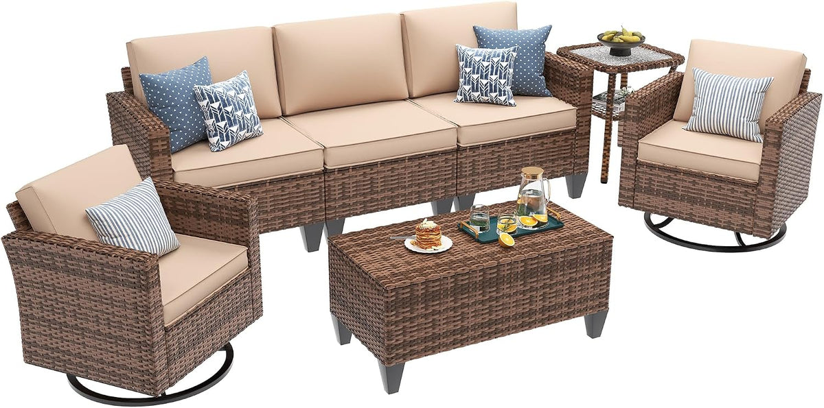 5‑Piece Wicker Swivel Patio Conversation Set