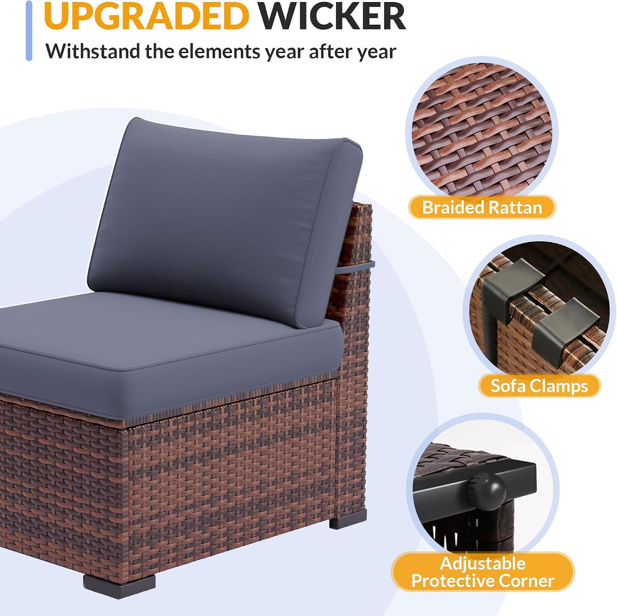 7‑Piece Wicker Modular Patio Conversation Set
