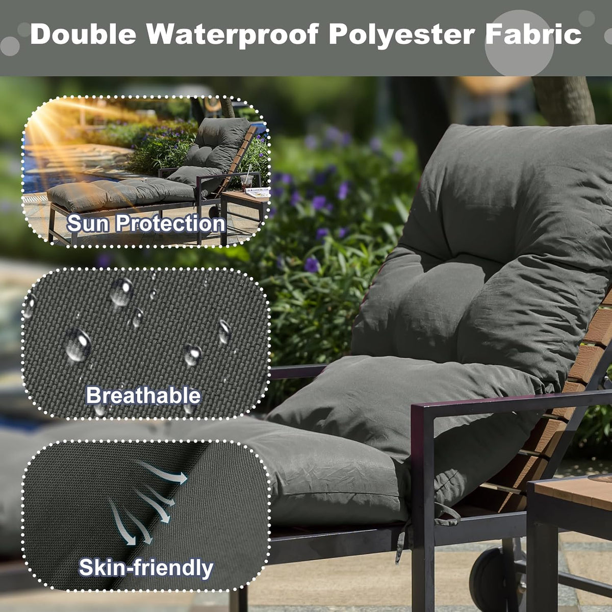 Waterproof Outdoor Chaise Lounge Cushions