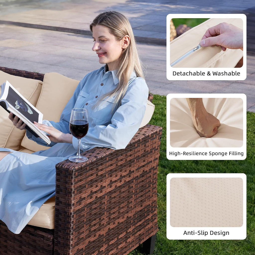 5‑Piece Wicker Swivel Patio Conversation Set