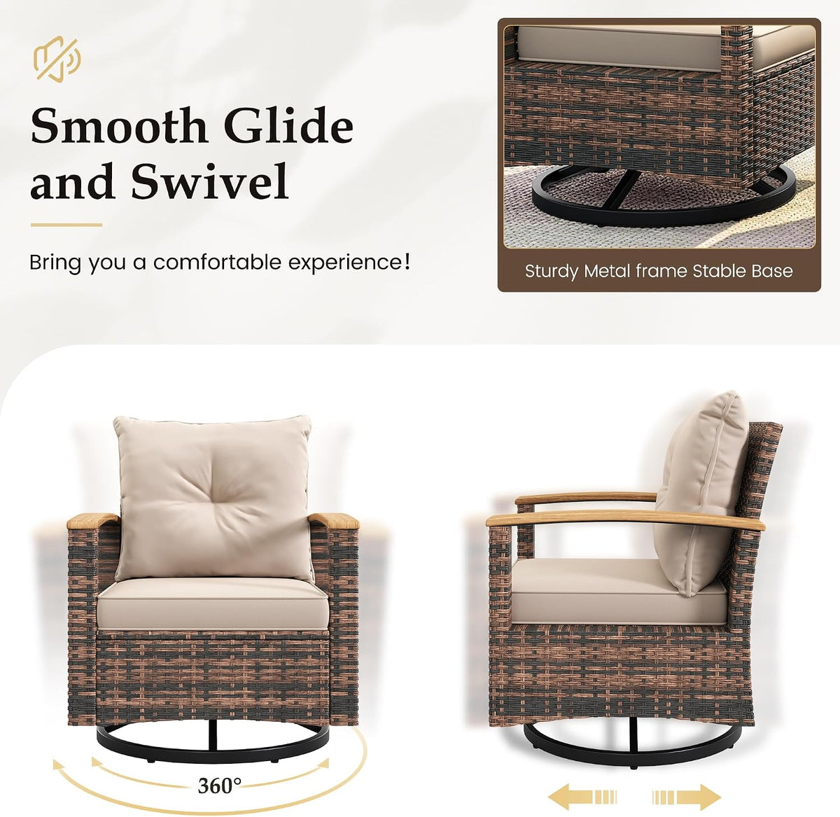 4‑Piece Wicker Swivel Patio Conversation Set