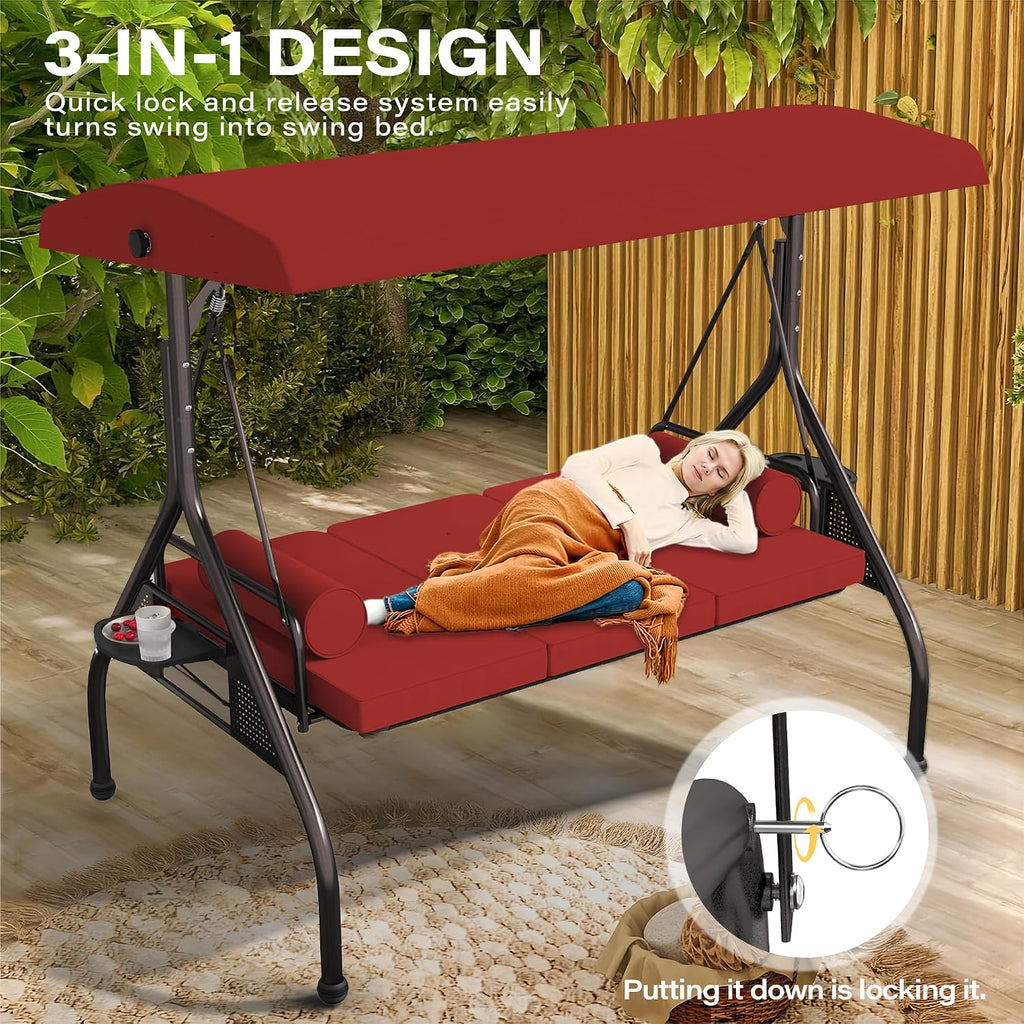 3‑in‑1 Adjustable Canopy Patio Swing Chair