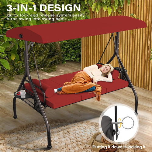 3‑in‑1 Adjustable Canopy Patio Swing Chair