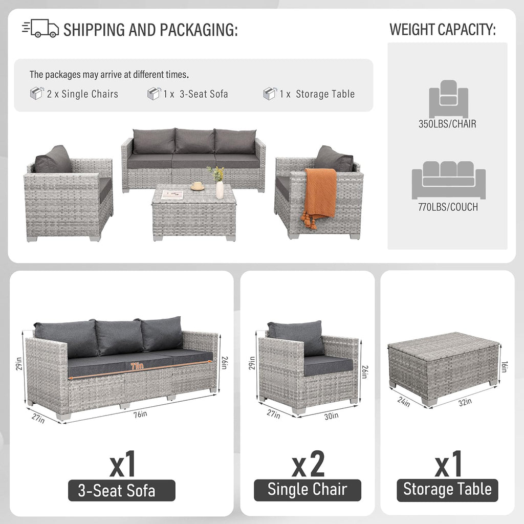 4‑Piece Wicker Patio Conversation Set