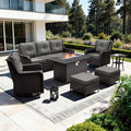 7‑Piece Wicker Patio Fire Pit Set