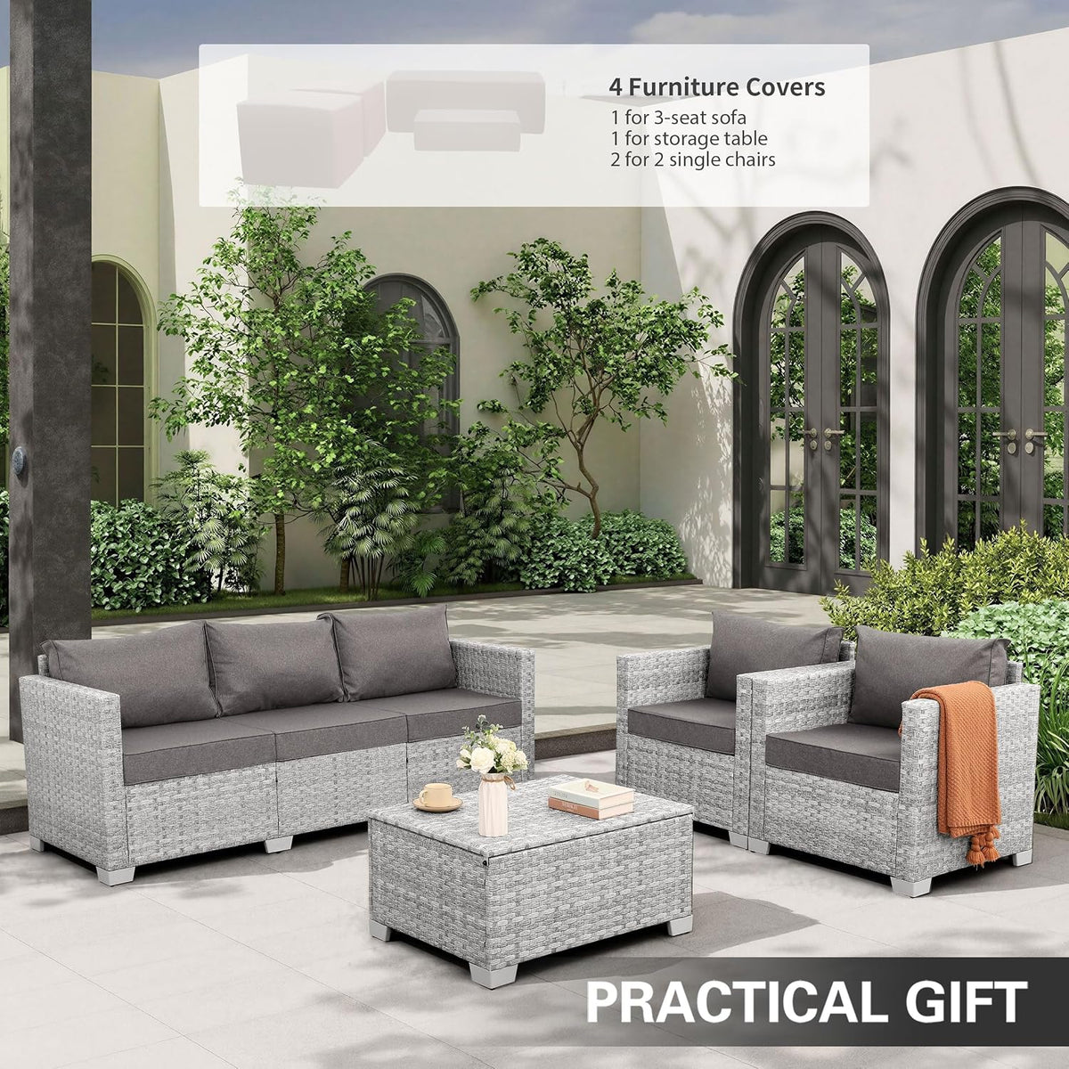 4‑Piece Wicker Patio Conversation Set